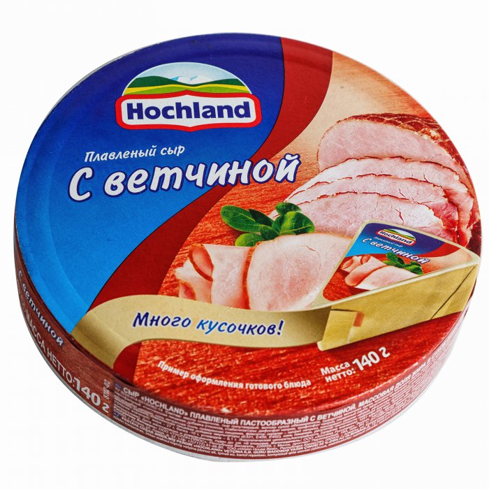 Сыр плавленный Хохланд круг с Ветчиной 140 гр.