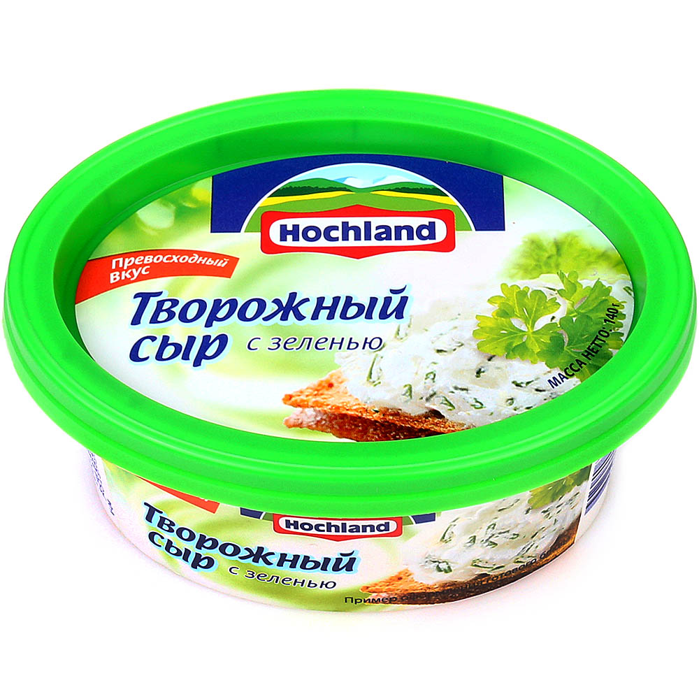 Сыр плавленный Хохланд твороженный с зеленью 140 гр.