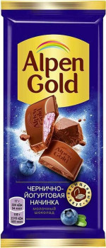 Шоколад Alpen Gold с чернично-йогуртовой начинкой 85 гр